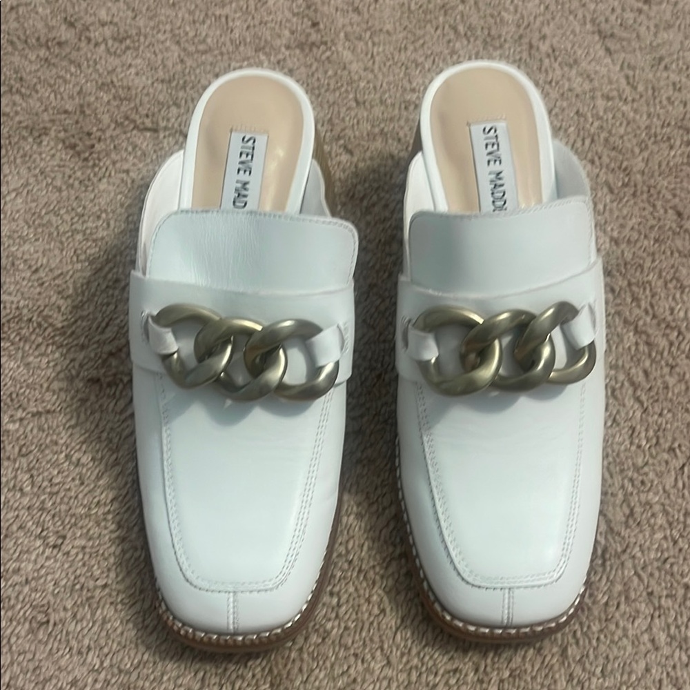 Steve Madden White Chain Detail Women's Loafers